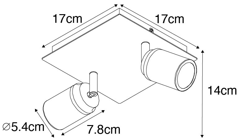 Inteligentné kúpeľňové bodové svietidlo biele štvorcové 2-svetelné IP44 vrátane 2 Wifi GU10 50mm - Ducha
