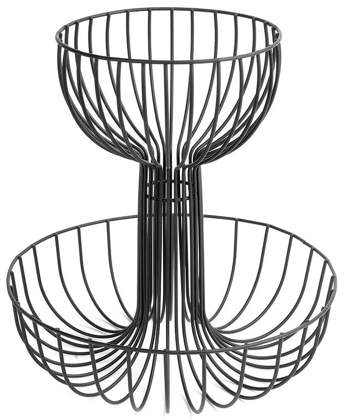 Fuente 2-poschodový košík na ovocie, čierny