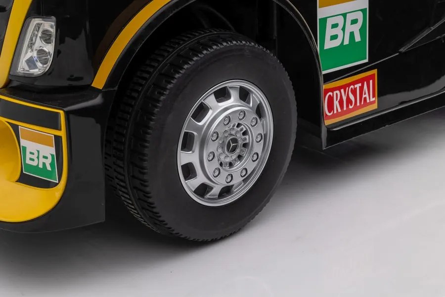 LEAN CARS Elektrický Kamión s prívesom Mercedes XMX622B LCD námornícka žltá - 2X45W - 2x12V7Ah - 2023
