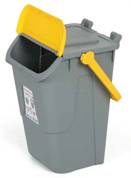 Plastový odpadkový kôš na triedenie odpadu ECOLOGY II, 35 l, sivá/žltá