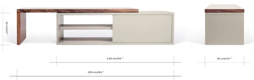 Sivý variabilný televízny stolík s orechovou dyhou TemaHome Move