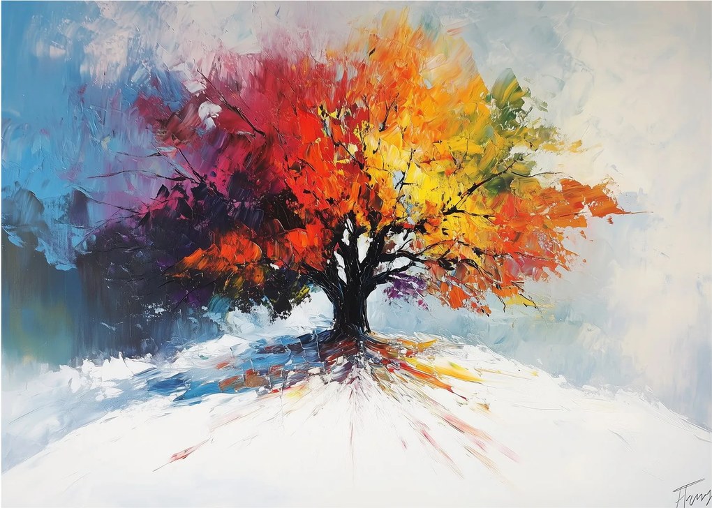 Sklenený obraz - Pestrofarebný strom (70x50 cm)