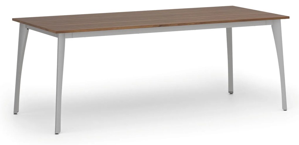 Rokovací kancelársky stôl PRIMO OMEGA, 200x90 cm, sivá podnož, orech