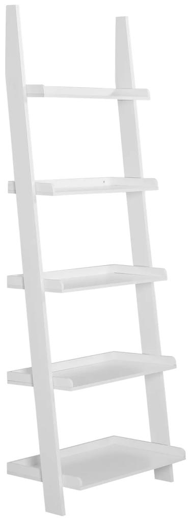 Drevený rebríkový regál biely s 5 policami 180 cm