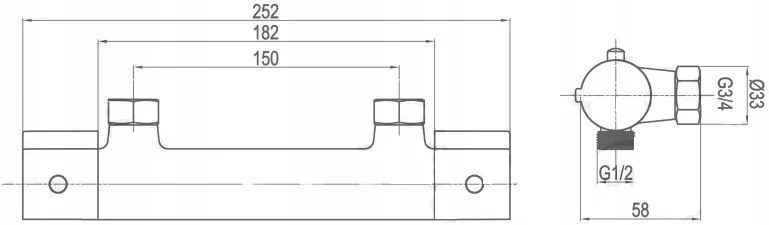 Invena Slim, termostatická sprchová batéria 150mm, chrómová, BT-00-S01-x