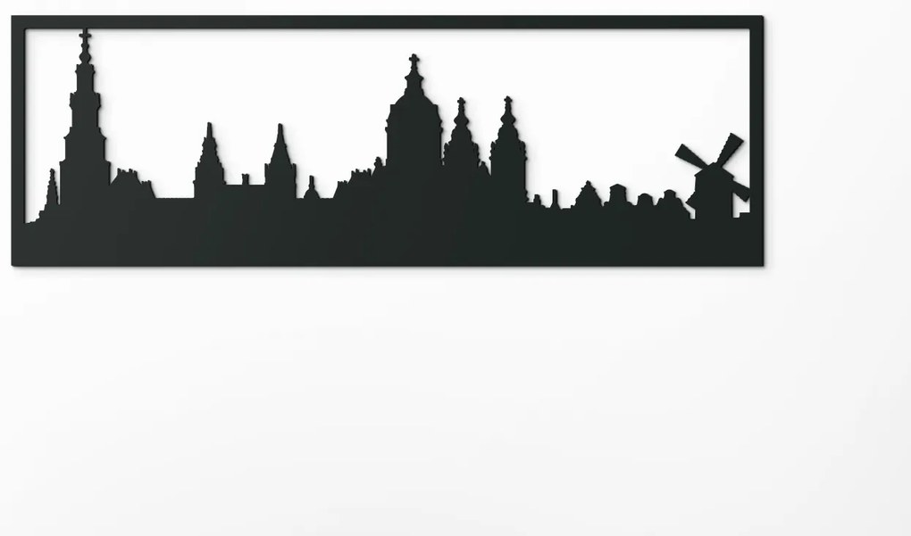 drevko Obraz Amsterdam panoráma Rozmer obrazu: 29,5 x 89 cm, Farba dekorácie: Čierna