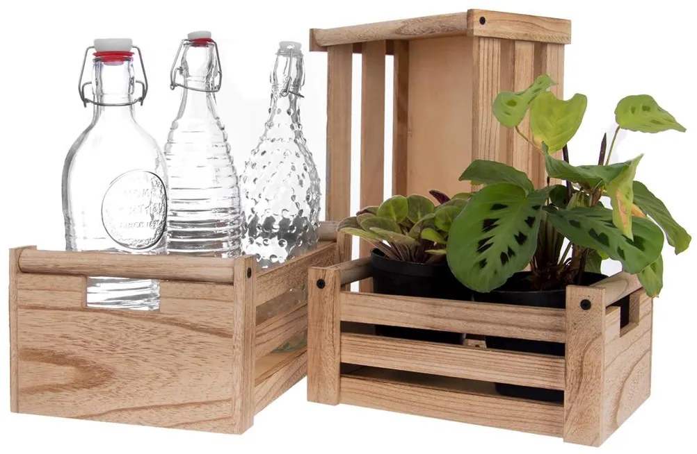 Orion L - Drevená debnička s rúčkami, debna NATURE 36 x 26 x 16 cm