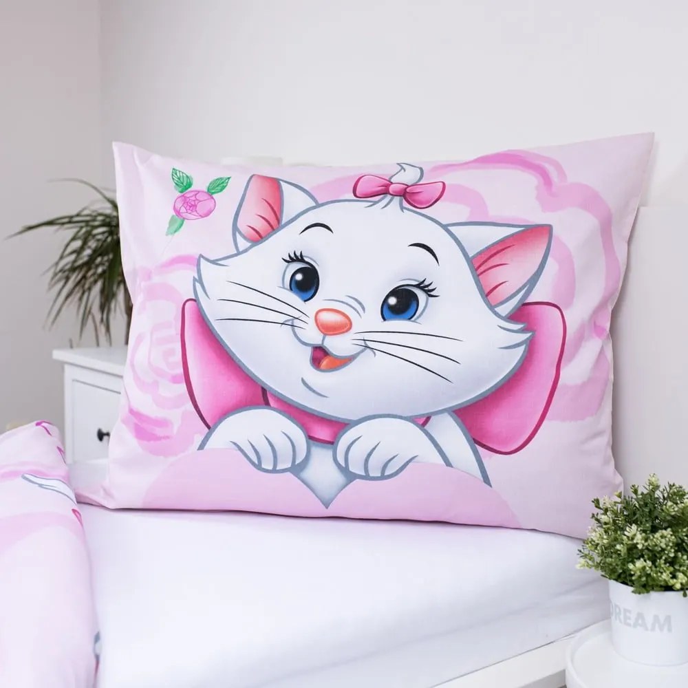 Ružové bavlnené detské obliečky na jednolôžko 140x200 cm Marie Cat "Pink" – Jerry Fabrics