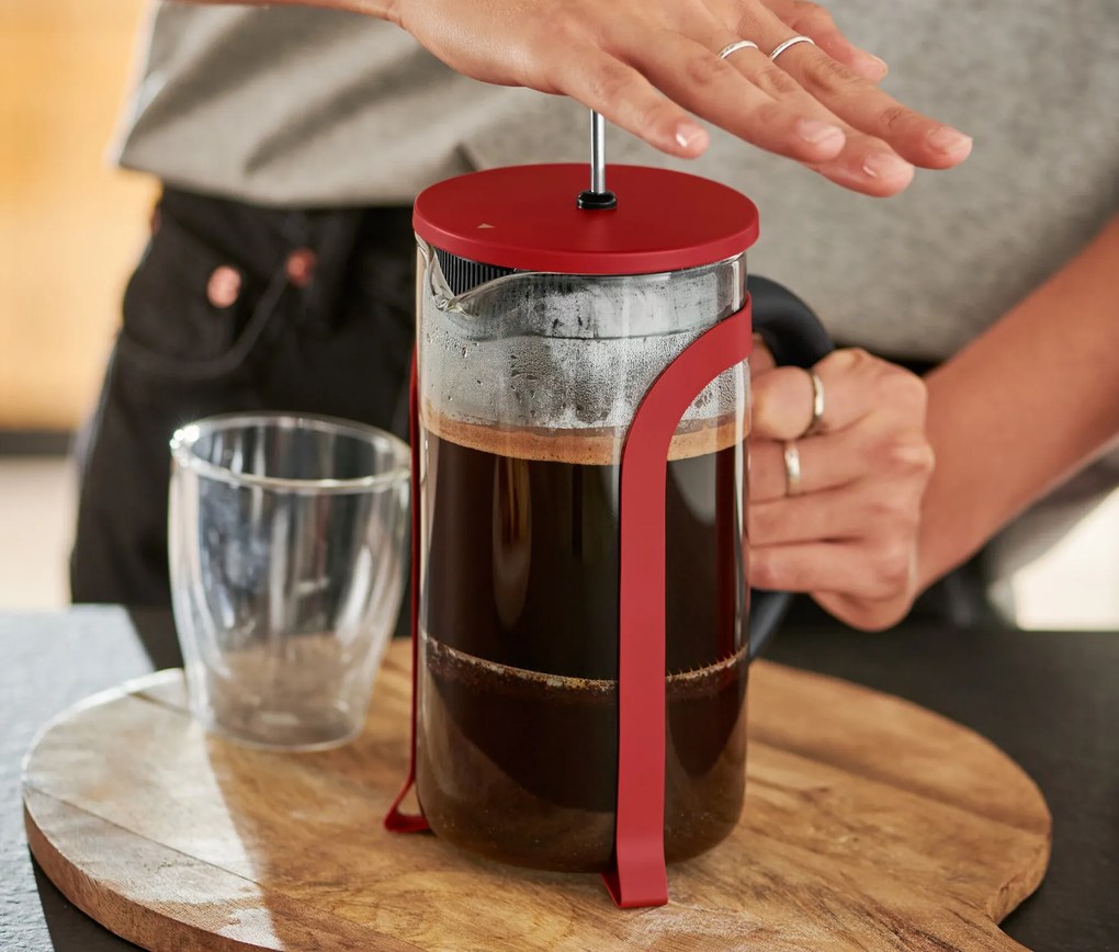 Kanvica french press 800 ml, 6 šálok, červená
