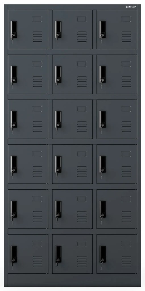 Sociálna skrinka s priehradkami KAROL, 900 x 1850 x 400 mm, antracitová