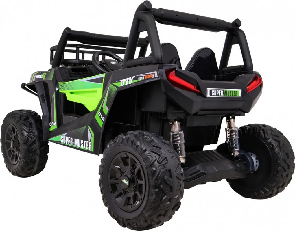 Ramiz Buggy UTV Off-roader pre deti Zelená + diaľkové ovládanie + nosič batožiny + pomalý štart + EVA + MP3 LED