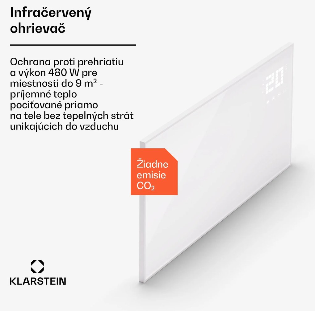 Klarstein Wonderwall Smart Bornholm, Infražiarič, 90x50cm, App, 480W