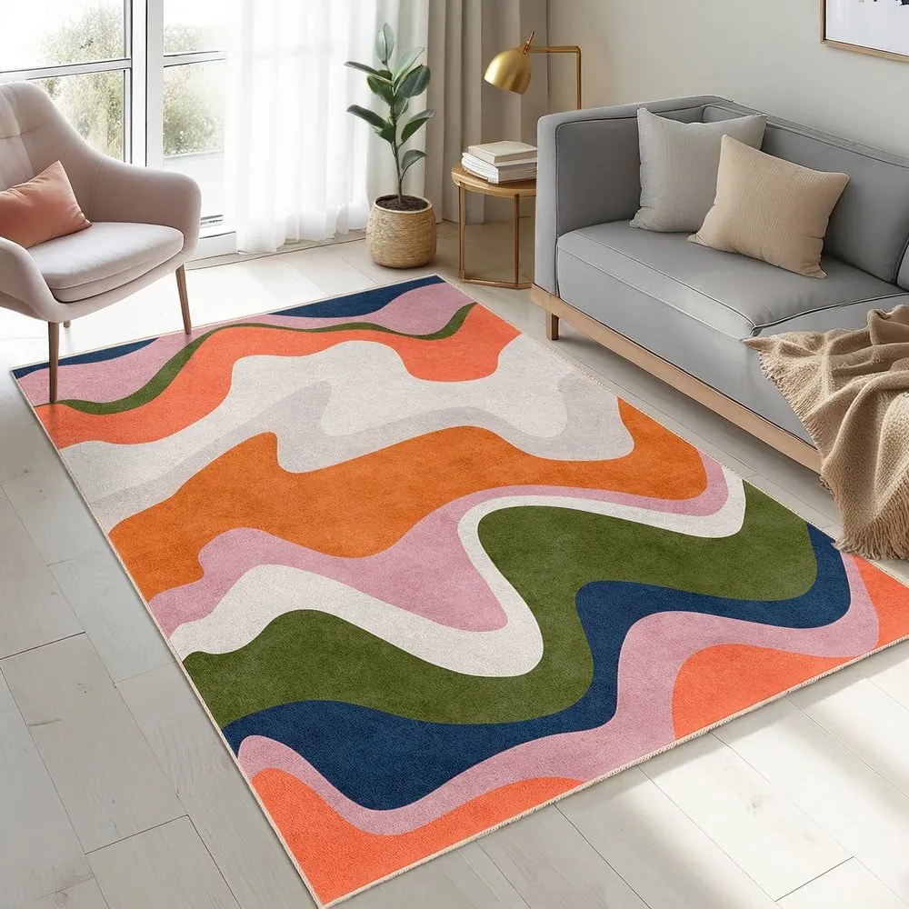 Oranžový prateľný koberec 120x180 cm Squiggly Orange – Mila Home