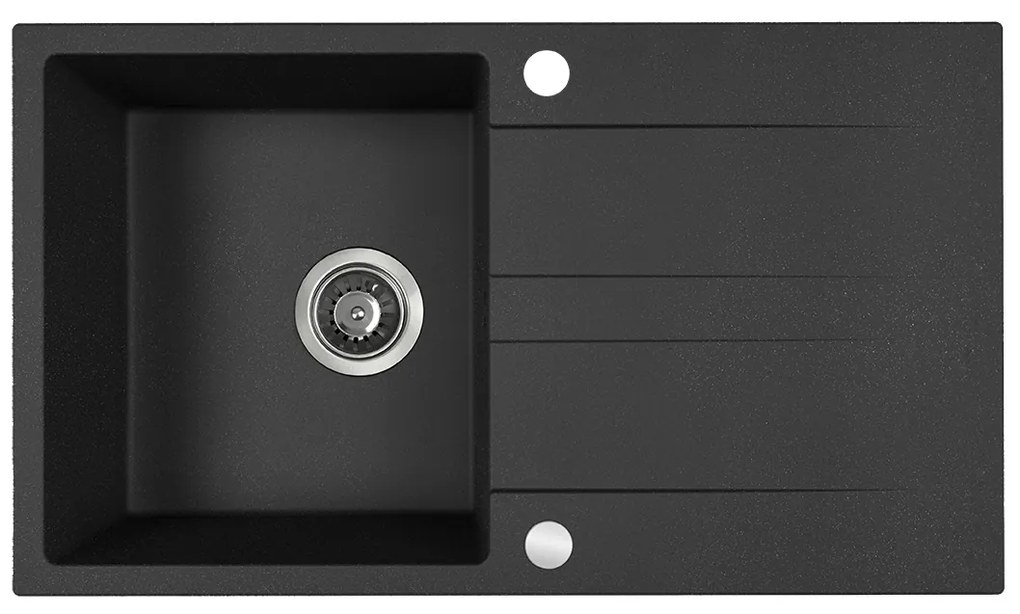 Kuchinox Laut, 1-komorový granitový drez 760x440x174 mm + sifón, čierna škvrnitá, LAV-SBZ_711Y