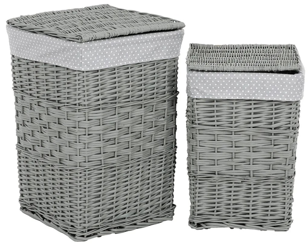 Súprava prútených košov na bielizeň Šedý bodka​, 2 ks, 2 veľkosti, 40 x 60 x 40 cm