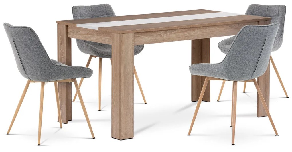 Autronic - Jedálenský set 1+4, stôl 138x80cm, lamino dub sonoma, stolička sivá látka, dekor dub - B140SONCT394GREY AKCE NOVINKA
