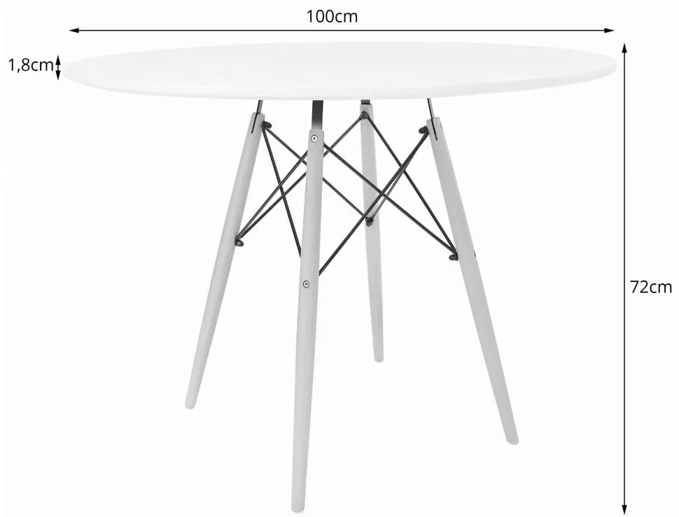 Jedálenský stôl 100 cm biely