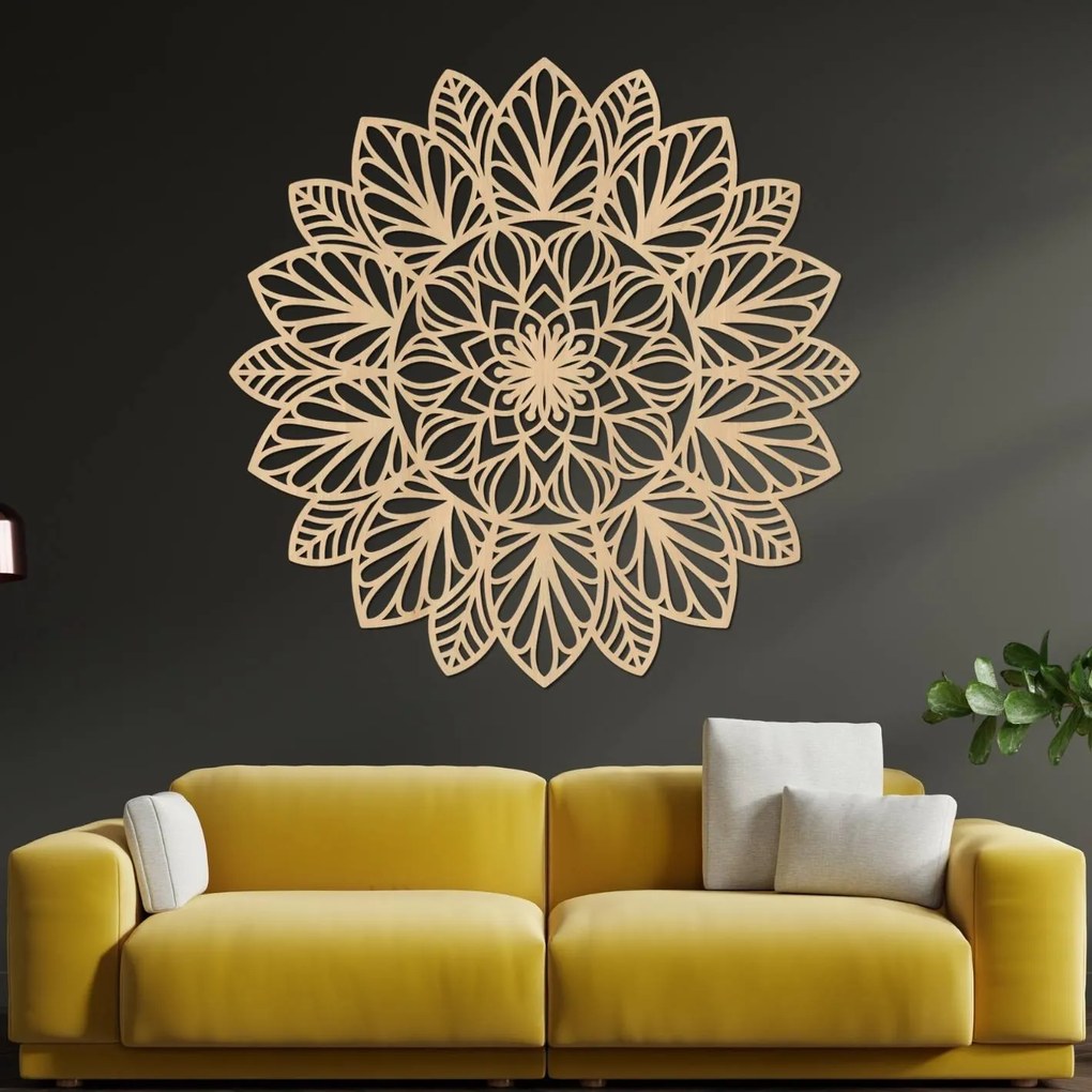Drevená mandala na stenu | LOTUS: HDF - Orech 20 cm 4402-83848 HDF0255