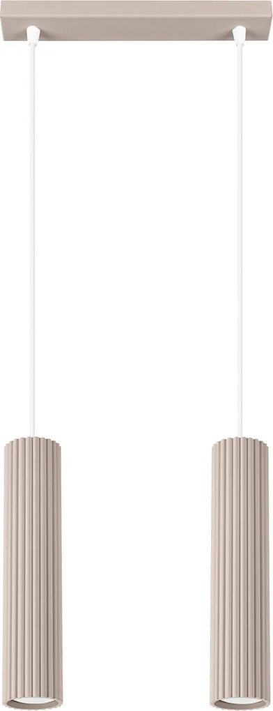 Závesné svietidlo Karbon, 2x tmavobéžové hliníkové tienidlo