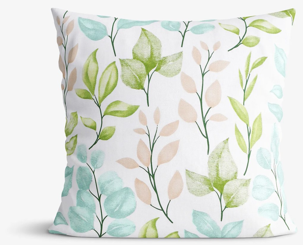 Goldea bavlnená obliečka na vankúš deluxe - maľované lístky 50 x 60 cm