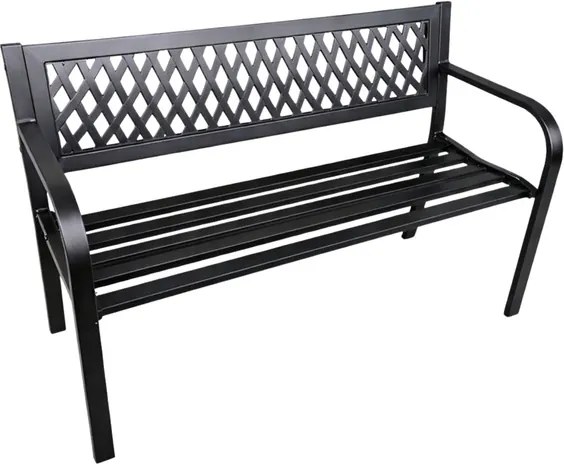 Lean Záhradná kovová lavička – 120cm, čierna