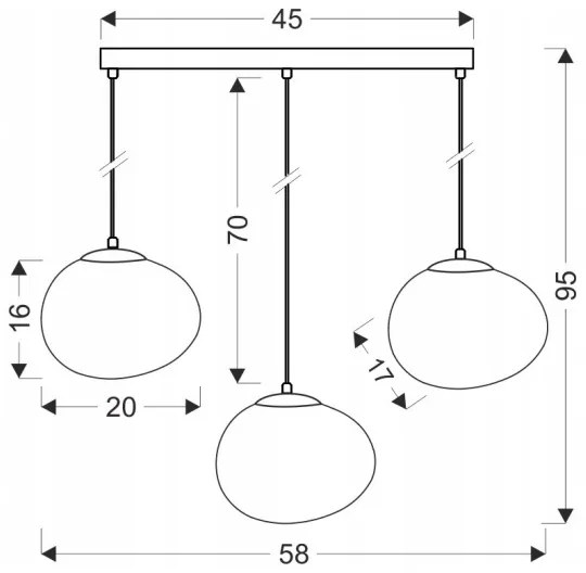 Luster na lanku STONES 3xE27/40W/230V