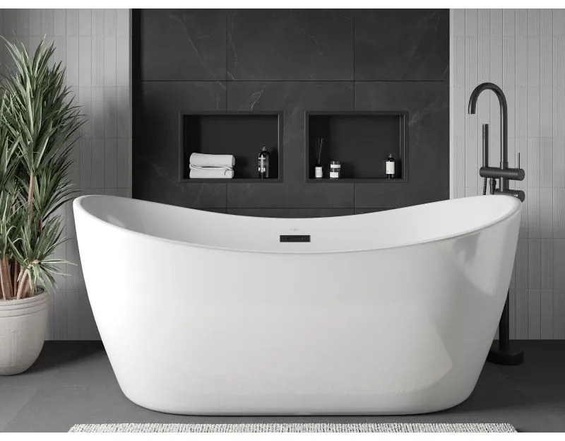 Mexen X-Wall-R, polička na zapustenie na obklad s golierom 45 x 30 cm, čierna matná, 1970453010