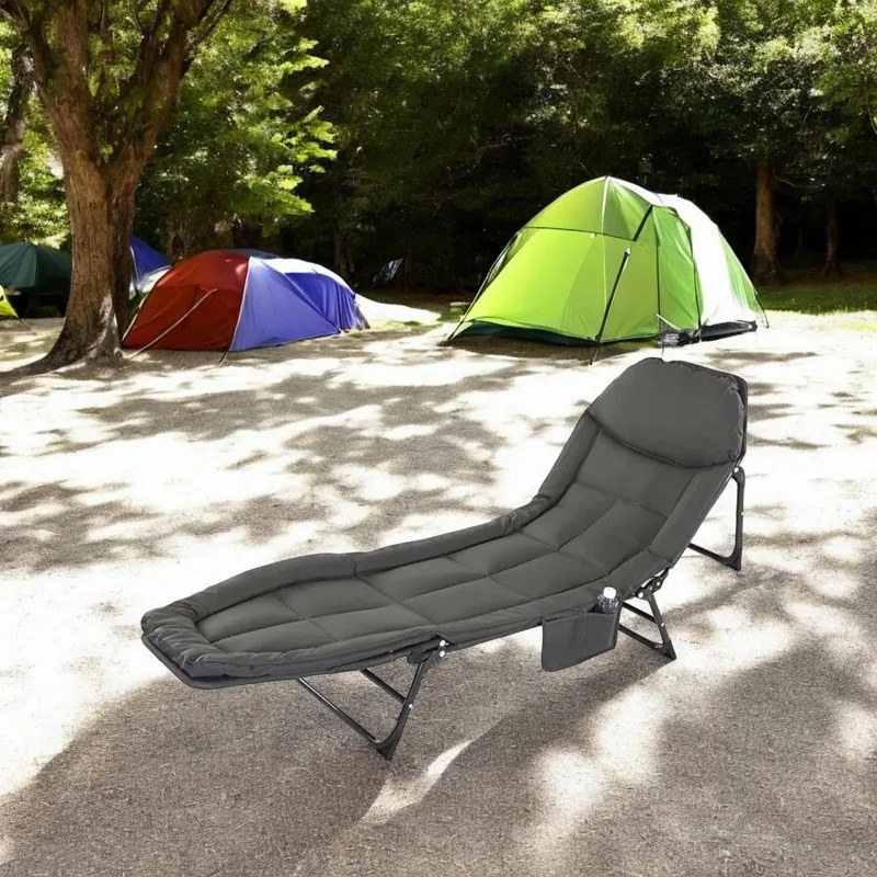 Skladacie turistické lehátko 200 × 64 cm s vreckom