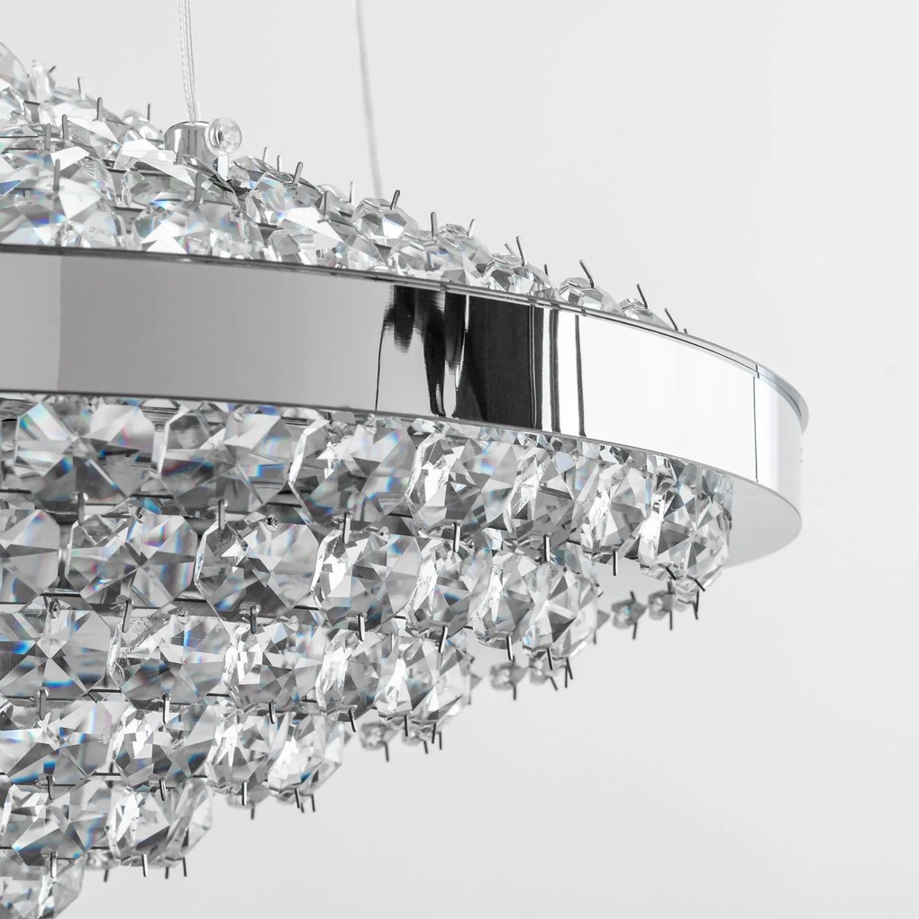 Toolight - Krištáľová závesná lampa APP774-1CP + diaľkové ovládanie, chrómová, OSW-05025