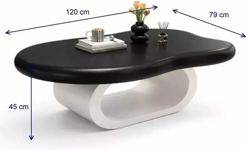 LuxuryForm DESIGN Konferenčný stolík DECO 120 × 79 cm – biely, čierna podnož - II. akosť