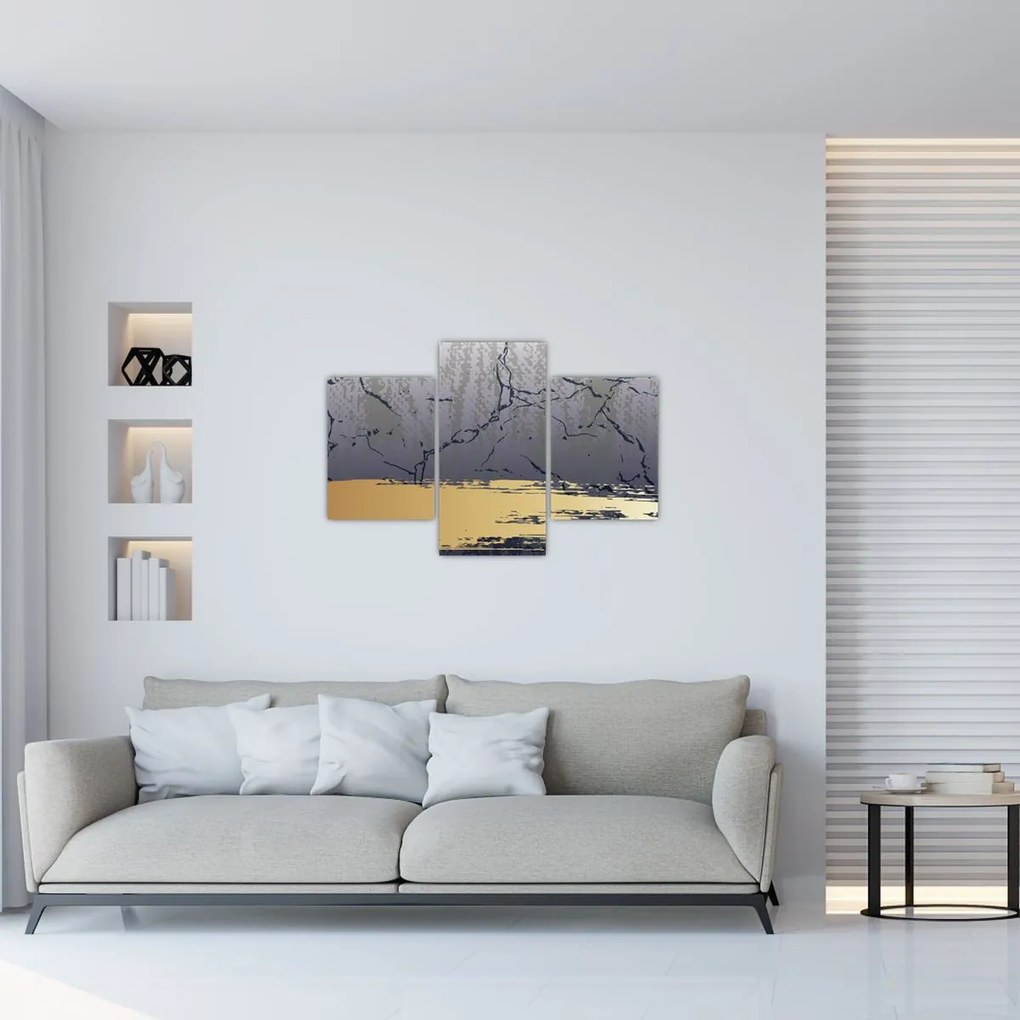 Obraz - Modrá a zlatá abstrakcia N⁰1 (90x60 cm)