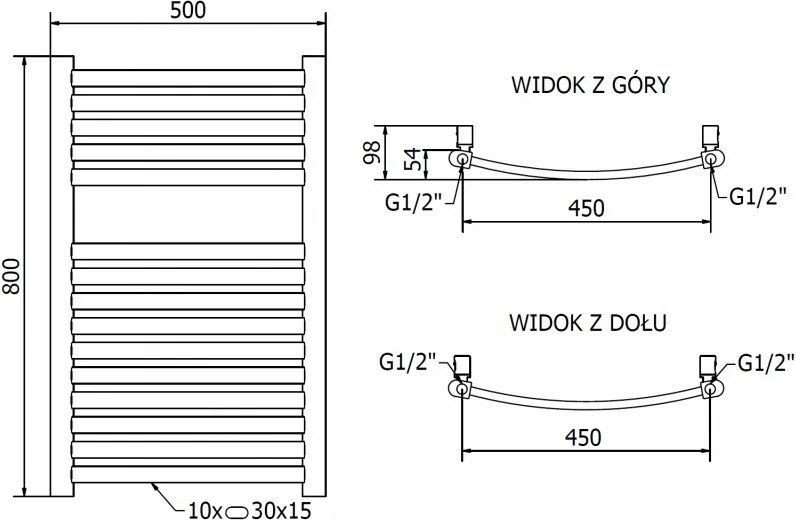 Mexen Helios, elektrické vykurovacie teleso 800 x 500 mm, 300 W, zlatá lesklá, W103-0800-500-2300-50