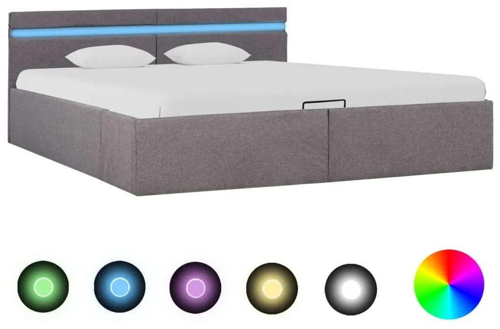 Hydraulický posteľný rám+úložný priestor s LED hnedo-sivý 160x200 cm