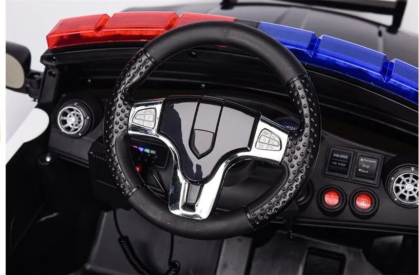 LEAN CARS Elektrické policajné autíčko biele, EVA kolesá, MP3