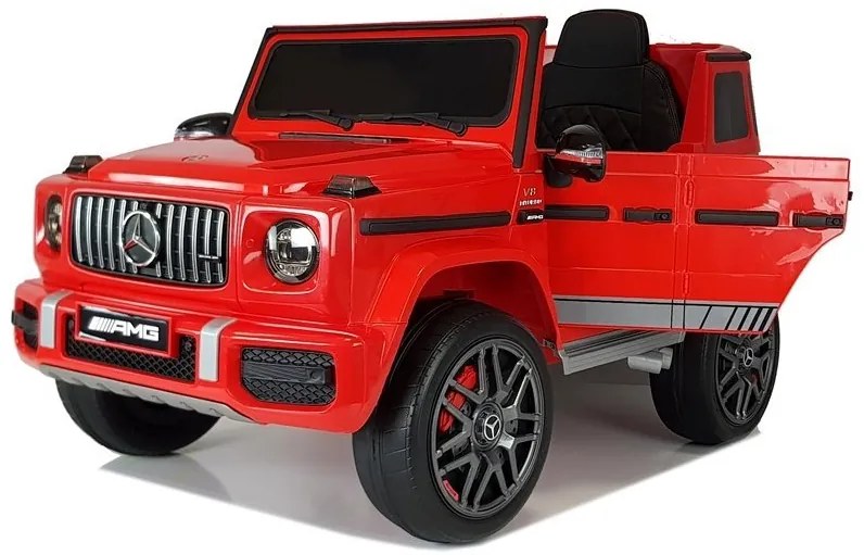 LEAN CARS ELEKTRICKÉ AUTÍČKO - MERCEDES G63 - NELAKOVANÉ ČERVENÉ - 2x45W MOTOR - 12V7Ah BATÉRIA -2022