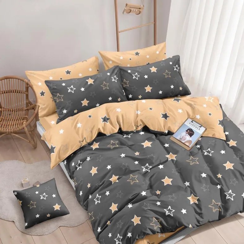 Obliečky SILVIA STAR NEWGRAY 7 dielna sada 140x200 cm