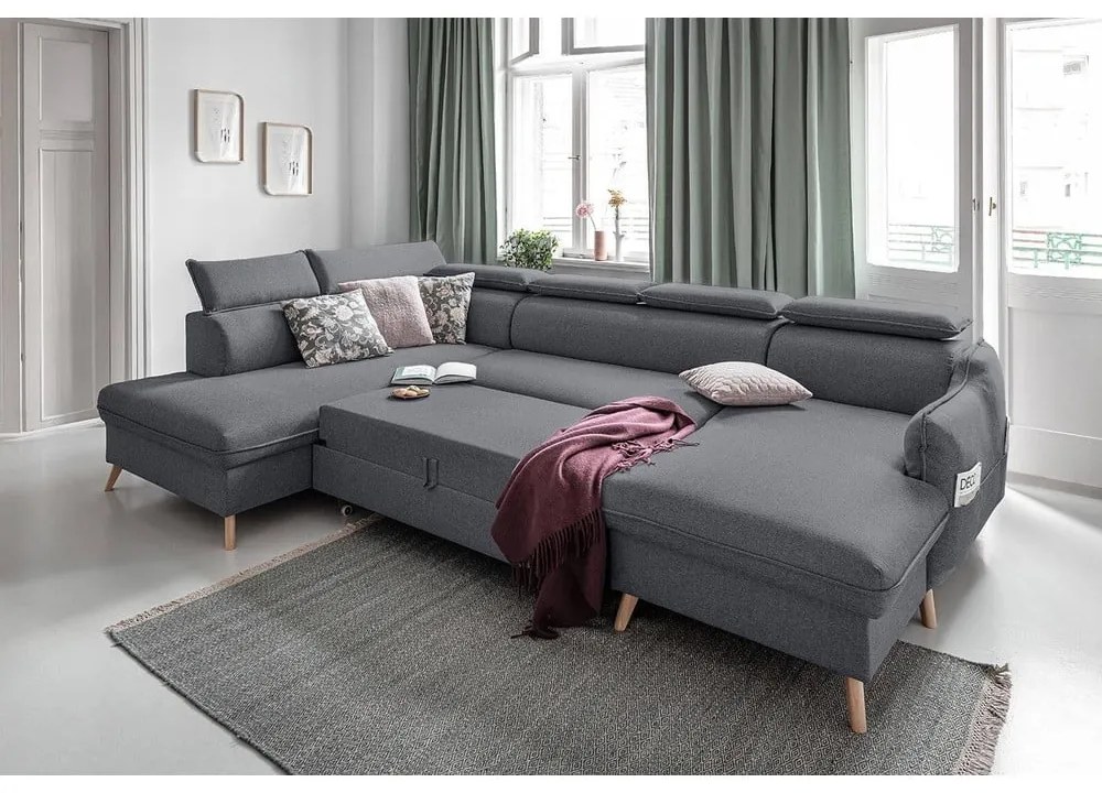 Tmavosivá rozkladacia rohová pohovka (ľavý roh) Sweet Harmony – Miuform