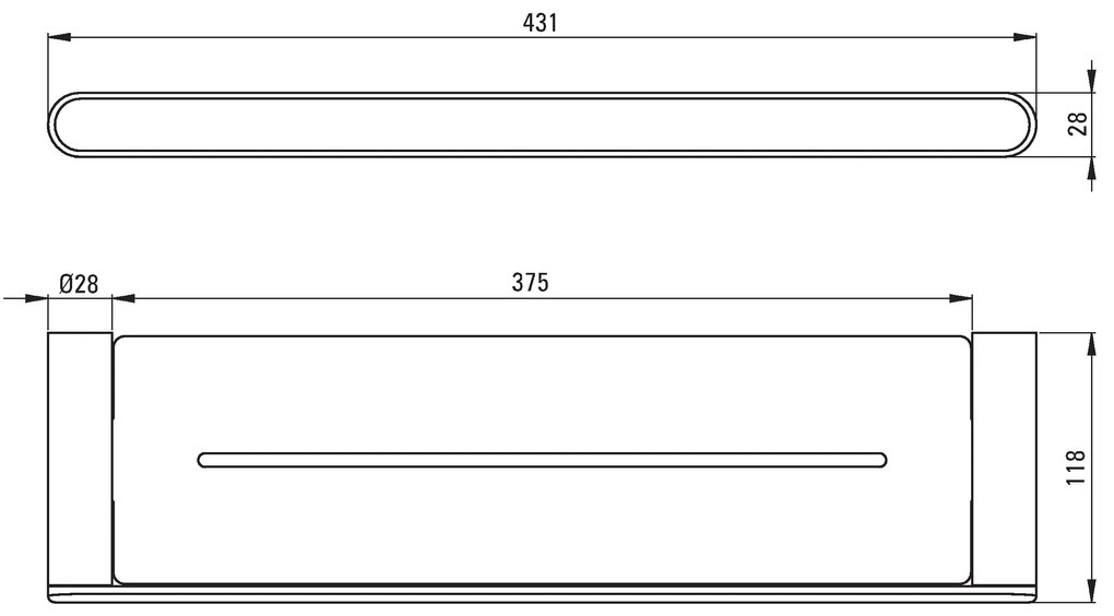 Deante Round, nástenná polička 431 mm, chrómová, DEA-ADR_0511