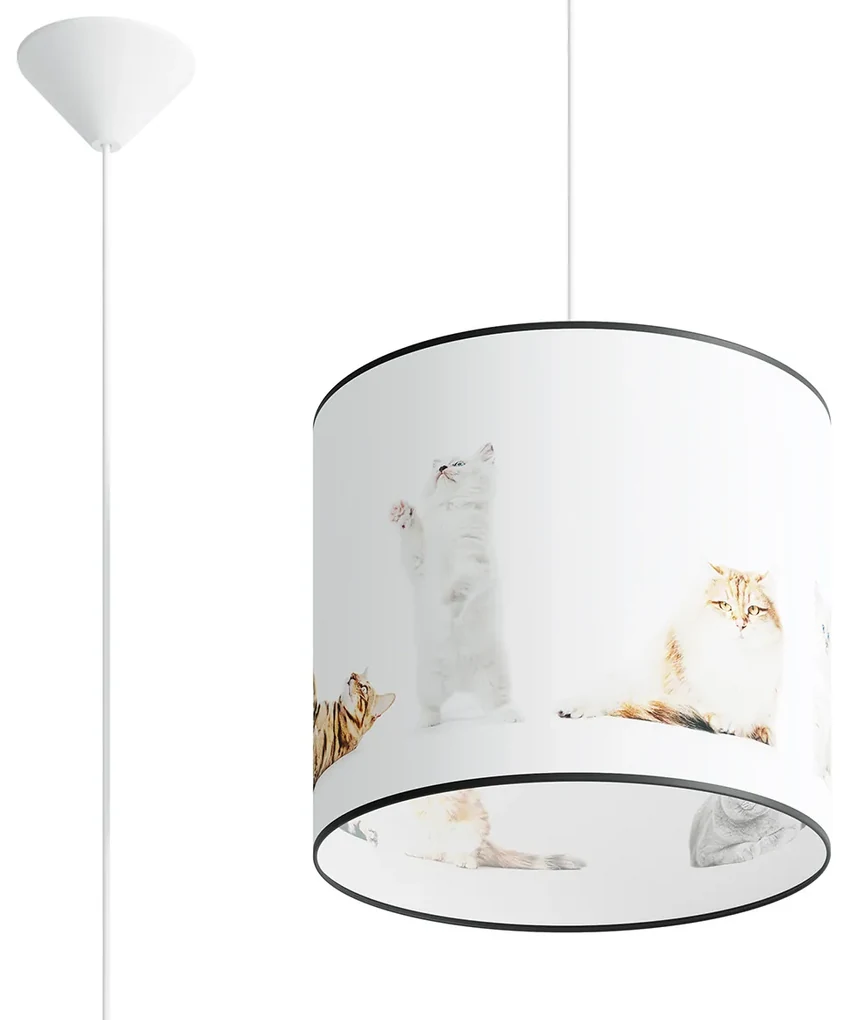 Detské závesné svietidlo Kitty, 1x plastové tienidlo so vzorom, (fi 30 cm)