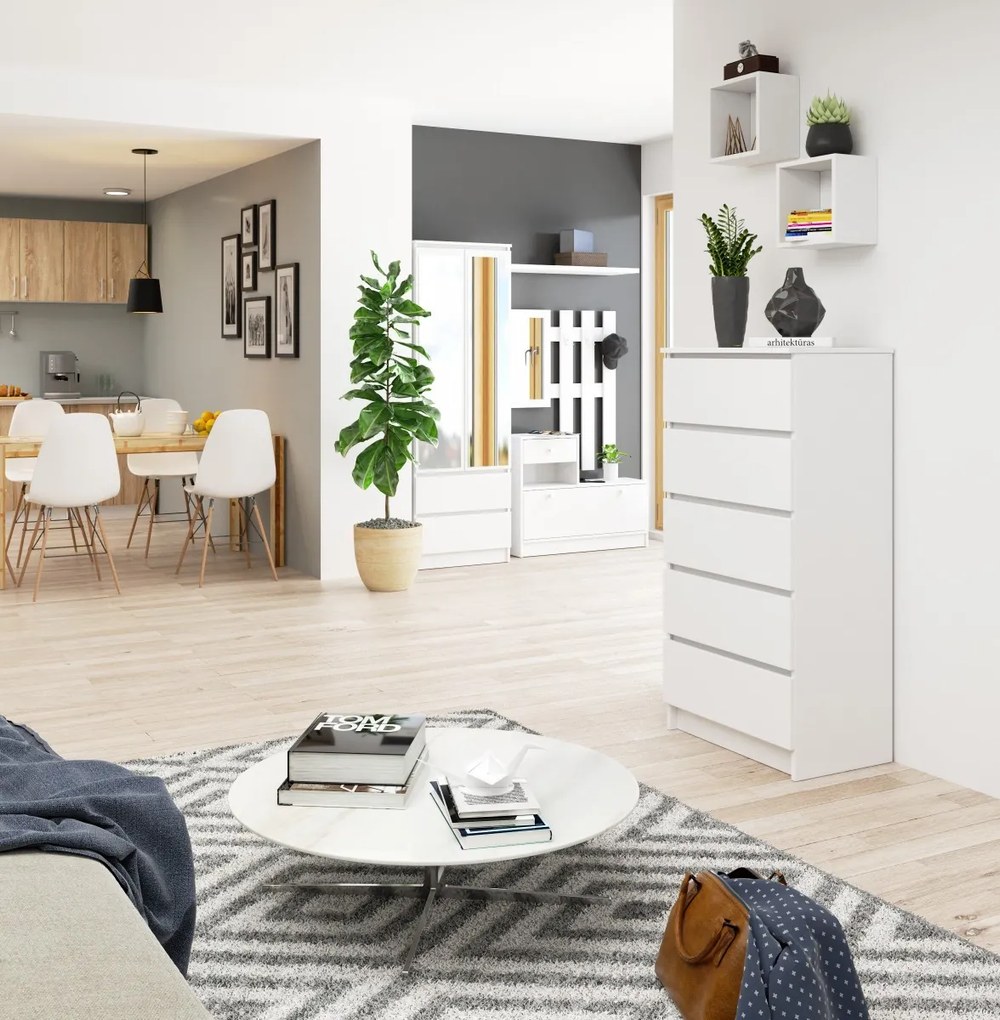 Komoda Kuba 60 cm - 5 zásuviek biela