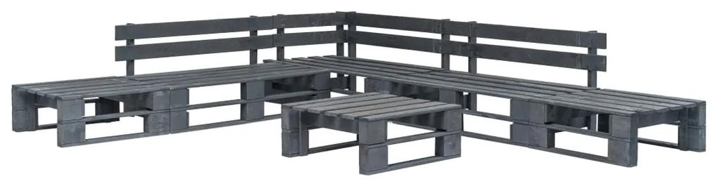 vidaXL 6-dielna záhradná paletová sedacia súprava FSC drevo sivá