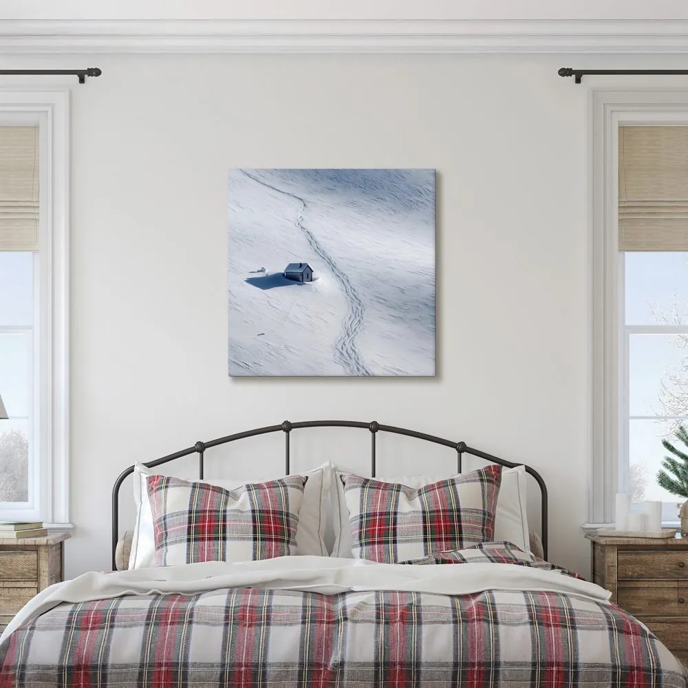 Obraz osamelá chata v zime