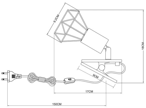 Globo 54802SK - Nástenná lampa s klipom XARA I 1xE14/40W/230V čierna