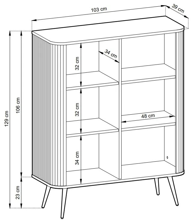 VYSOKÁ KOMODA BELLISSA KAŠMÍR + ČIERNE NOŽIČKY 103 cm
