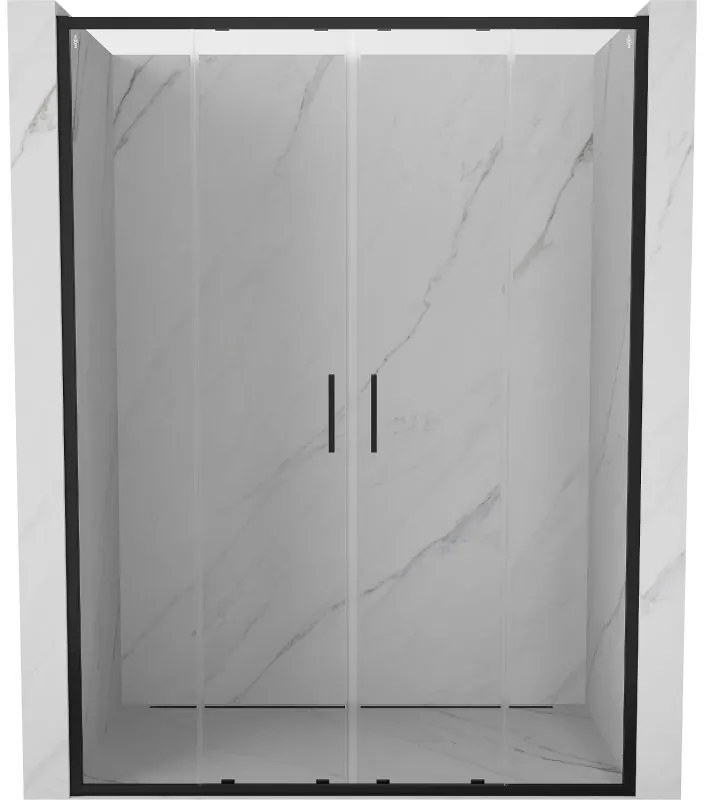 Mexen Exo, 2-krídlové posuvné 150x200 cm, 6mm číre sklo, čierny profil, 8152-150-000-70-00