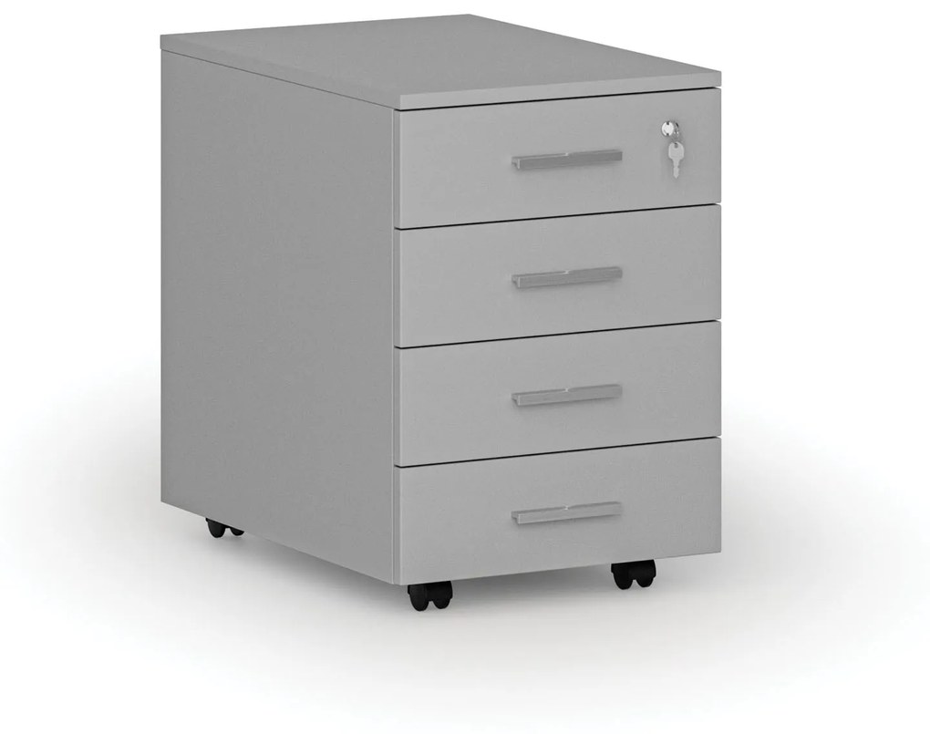 Kancelársky mobilný kontajner PRIMO GRAY, 4 zásuvky, sivá