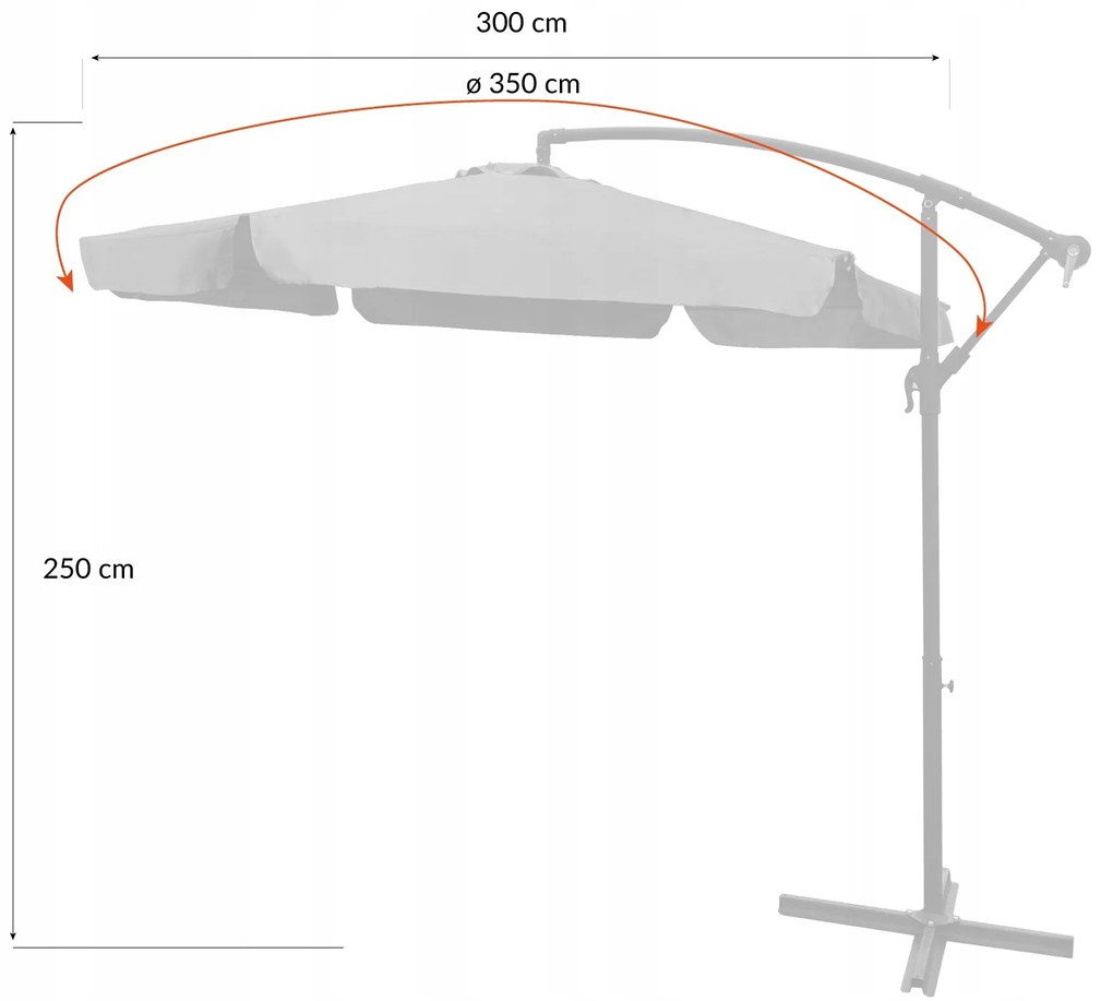 Dekorstudio Veľký záhradný slnečník Dallas- 350 cm - tmavo sivý