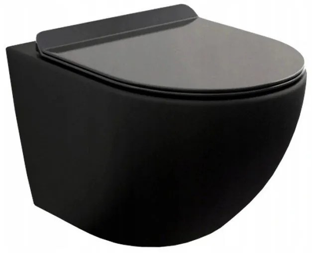 Závesný set GEBERIT Duofix Basic+ WC LENA Rimless 48 x 36 cm + pomaly padajúca doska Slim, čierna, 3322XX85+39010185