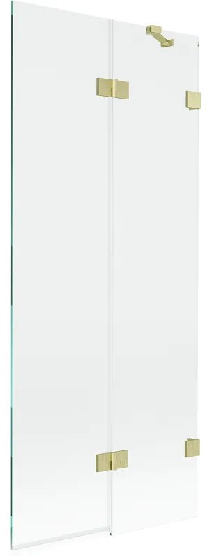 Mexen Lunar, 2-krídlová vaňová zástena pravá 80 x 150 cm, číre sklo, zlatá matná, 897-080-100-55-00-P