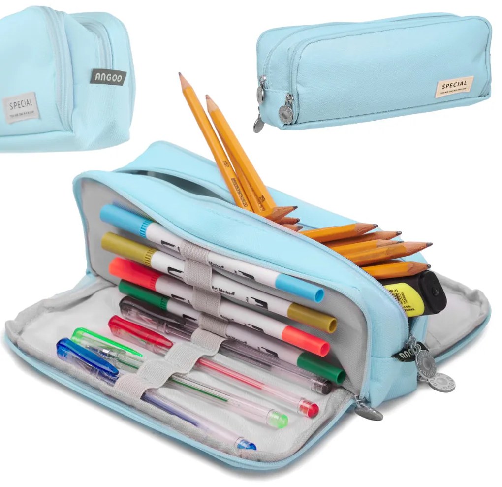 KIK Školský peračník trojité vrecúško toaletné puzdro 3v1 modrá